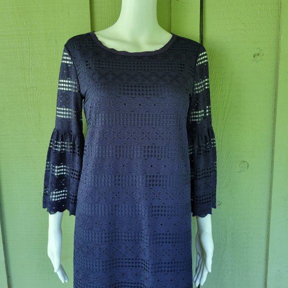 ELLA MOON Navy Blie Lacy Shift Dress Small S - Picture 2 of 5
